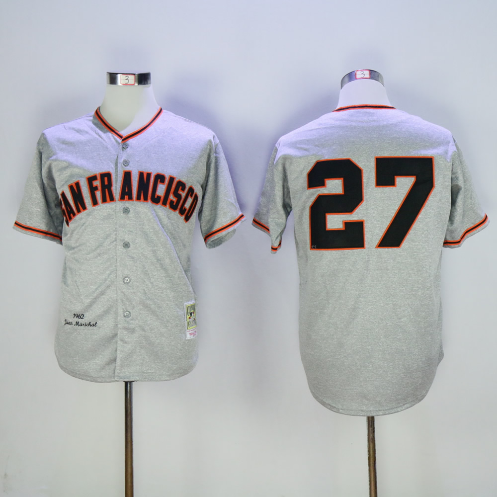 Men San Francisco Giants #27 Marichal Grey Throwback MLB Jerseys->san francisco giants->MLB Jersey